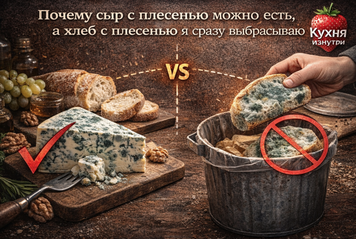 Сыр с плесенью и хлеб: почему одни можно есть, а другие стоит выбрасывать